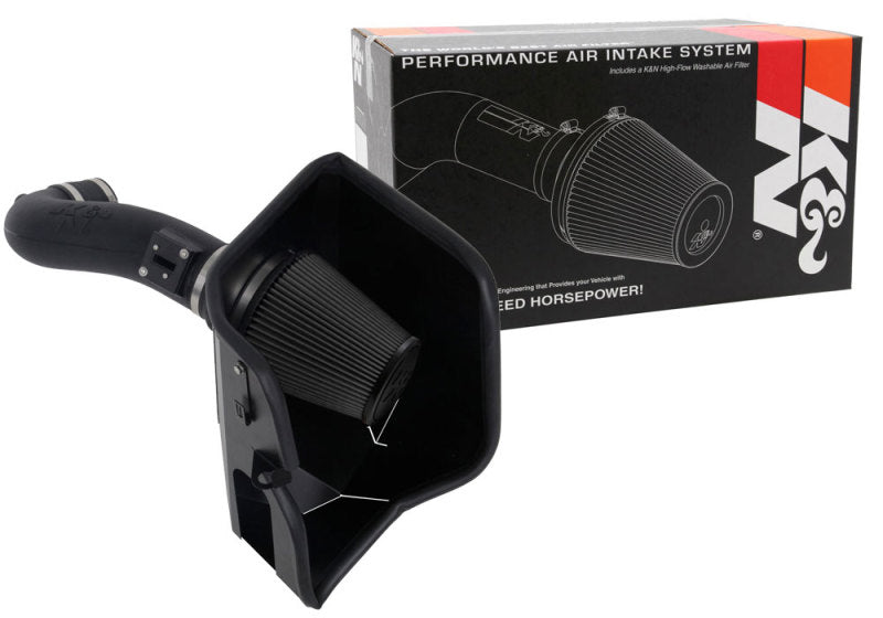 K&N Engineering cold air intake system for 2019+ Chevrolet Silverado 1500 V8 6.2L, showing the air filter and intake tubing.
