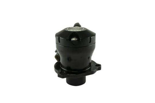 Turbosmart Kompact EM BOV VR7 plumb back blow off valve installed on a turbocharged engine, showing its compact design and fittings.