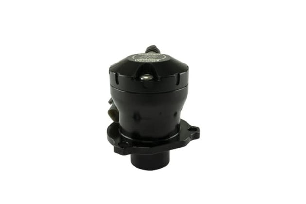 Turbosmart Kompact EM BOV VR7 plumb back blow off valve installed on a turbocharged engine, showing its compact design and fittings.