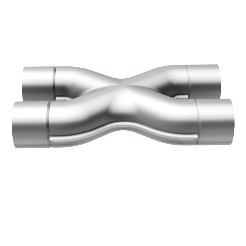 MagnaFlow Smooth Trans X 3/3 X 14 stainless steel X pipe with polished finish, designed for automotive exhaust systems.