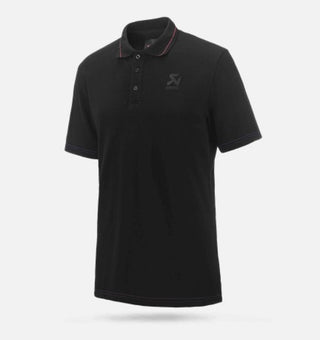 Black Akrapovic men's Corpo Polo shirt with a classic fit and subtle brand logo on the chest.