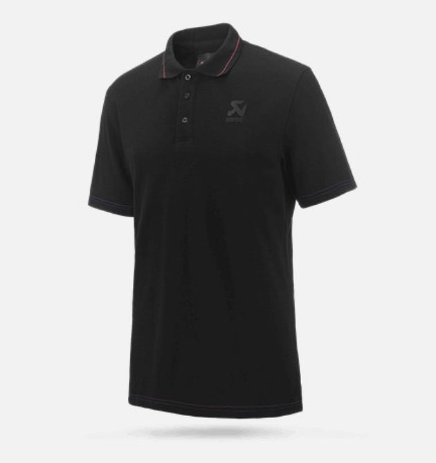 Black Akrapovic men's Corpo Polo shirt with a classic fit and subtle brand logo on the chest.