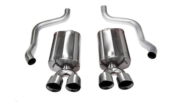 Black Corsa Performance axle back exhaust with quad 4.5-inch tips for 2017-2019 Chevy Corvette Z06, featuring dual outlet design.