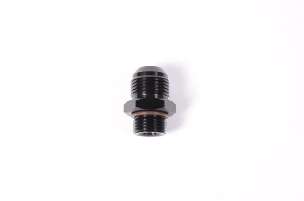 Radium Engineering 6AN to 8AN male fitting for fuel and oil lines, showing metallic fitting with threaded ends.