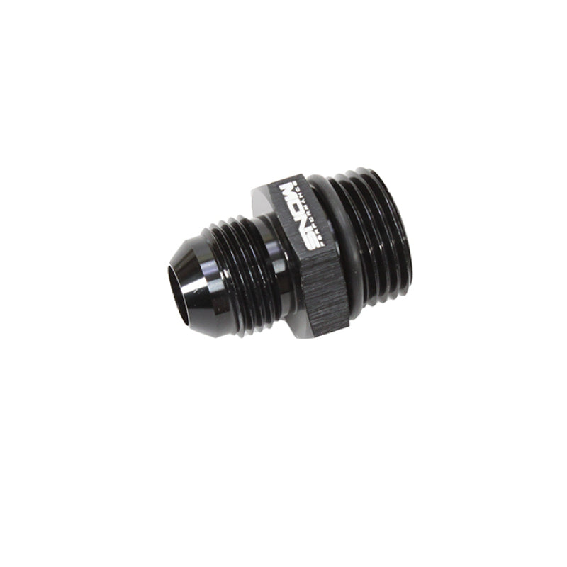 Black Snow Performance Snow -10 ORB to -8AN straight fitting for fuel or oil lines, shown in close-up image.