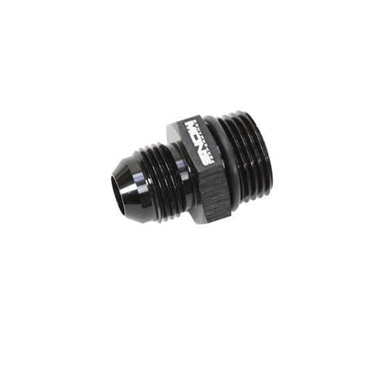 Black Snow Performance Snow -10 ORB to -8AN straight fitting for fuel or oil lines, shown in close-up image.