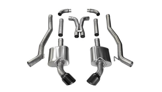 Black CORSA Performance Catback exhaust for Chevrolet Camaro SS 2011-2015 with 6.2L V8, featuring Xtreme 3-inch pipe design.