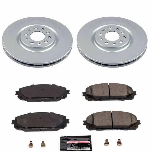PowerStop front Z23 coated brake kit for Jeep Cherokee 2016-2023, includes brake rotors and pads for improved stopping power.