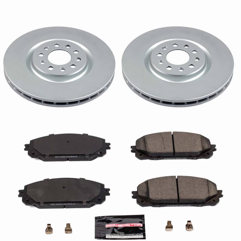 PowerStop front Z23 coated brake kit for Jeep Cherokee 2016-2023, includes brake rotors and pads for improved stopping power.