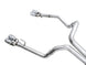 AWE Tuning 4th Gen GM 1500 6.2L catback exhaust with split rear exit and quad chrome tips, featuring bumper cutouts.