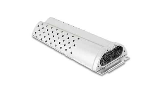 Vibrant oil catch can drop-in baffle assembly for efficient engine ventilation and oil separation in automotive applications.