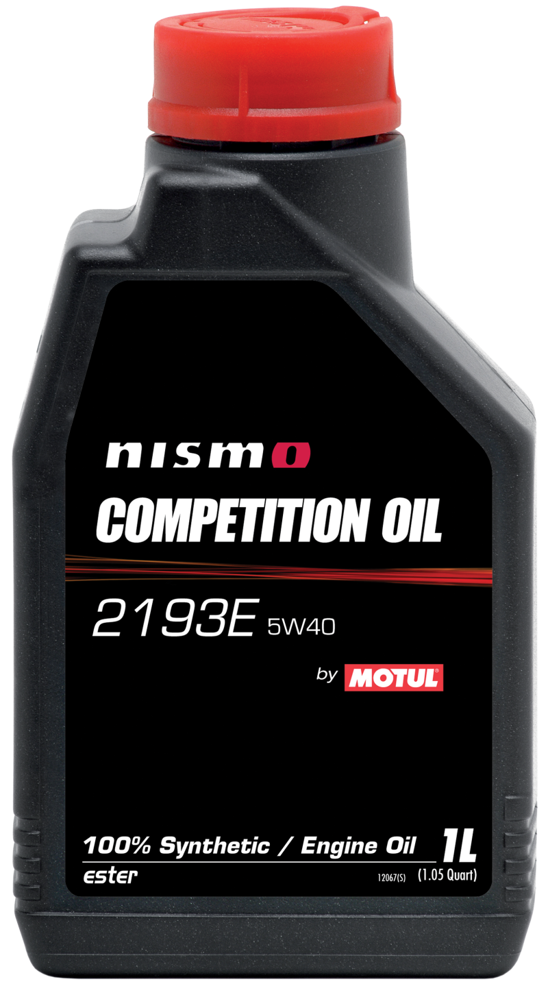 Motul Nismo Competition Oil 2193E 5W40 1L bottle, high-performance motor oil for racing and demanding engine conditions