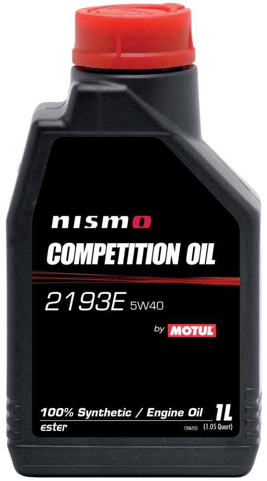 Motul Nismo Competition Oil 2193E 5W40 1L bottle, high-performance motor oil for racing and demanding engine conditions