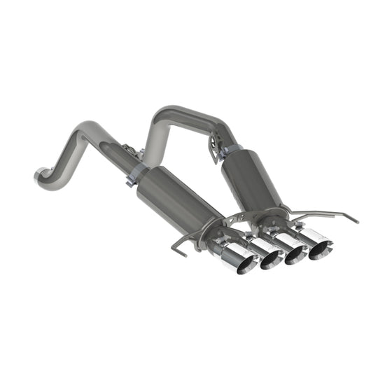 MBRP catback exhaust system for Chevy Corvette V8 6.2L, 3-inch T304 dual axle back with 4-inch quad dual wall tips.