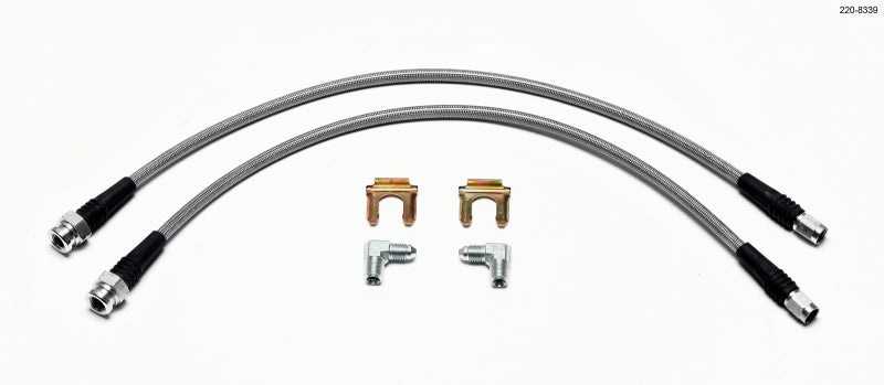 Wilwood brake line kit for 1999.5-2003 Volkswagen Golf IV, flexible brake lines with fittings, automotive brake system upgrade.