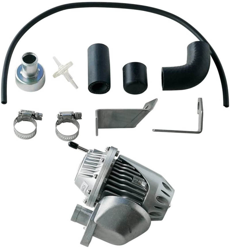 HKS SSQV4 blow-off valve kit for 1993-1996 Mazda RX-7 Turbo, showing the silver BOV and installation components.