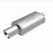 MagnaFlow stainless steel muffler with dual tips, 14x5x8 inches, featuring 2.25/4 inch inlet and outlet pipes for car exhaust.