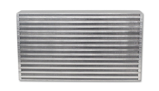Vibrant intercooler core measuring 18x12x6 inches, with vibrant cooling fins and durable construction for automotive performance.