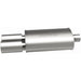 MagnaFlow stainless steel muffler with tip, 14x5x8 inches, featuring dual inlet outlets and polished chrome tip for car exhaust system