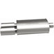 MagnaFlow stainless steel muffler with tip, 14x5x8 inches, featuring dual inlet outlets and polished chrome tip for car exhaust system