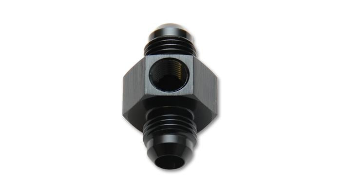 Vibrant -6AN male union adapter fitting with 1/8-inch NPT port, metal construction, designed for high-performance fluid connections.