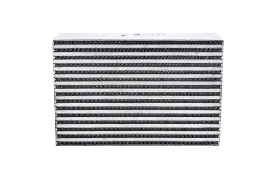 Garrett air intercooler for 750 HP engines, measuring 18x12.1x3 inches, with finned aluminum cooling fins and end tanks