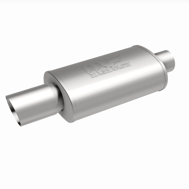 MagnaFlow muffler with tip, model RS 14X5X8, featuring a polished exhaust tip and durable metal construction.