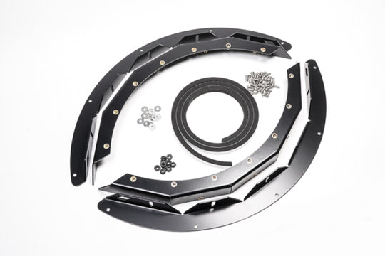 Radium Engineering spare tire fuel cell install kit for fuel tanks with mounting hardware and accessories.