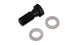 Vibrant banjo bolt fitting with 3/8 inch thread size and 23mm length, used for fluid connections in automotive systems.