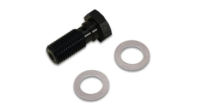 Vibrant banjo bolt fitting with 5/8 inch thread size and 24mm length, made of metal for automotive or plumbing use