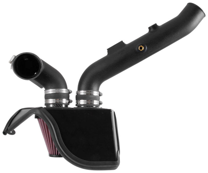 K&N Engineering cold air intake kit for 2016-2017 Cadillac ATS-V 3.6L V6 twin turbo engine, showing the intake hoses and filters.