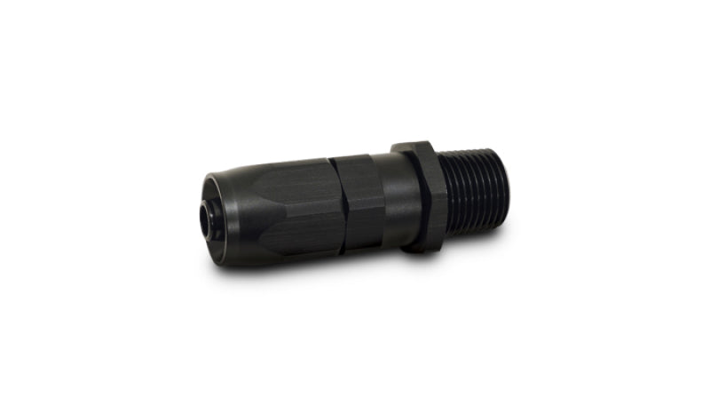 Vibrant -10AN male NPT straight hose end fitting with 3/8 NPT threads, durable metal construction, used for high-performance fluid connections.