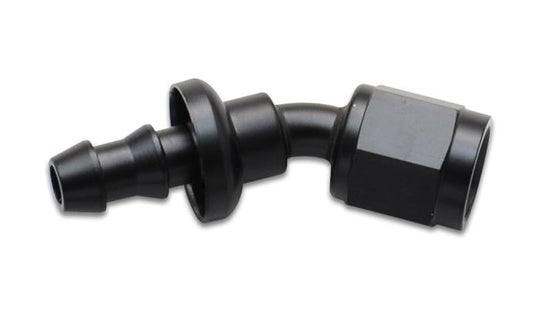 Vibrant 30-degree push-on hose end elbow fitting with -12AN size, designed for high-performance automotive or fluid system connections.