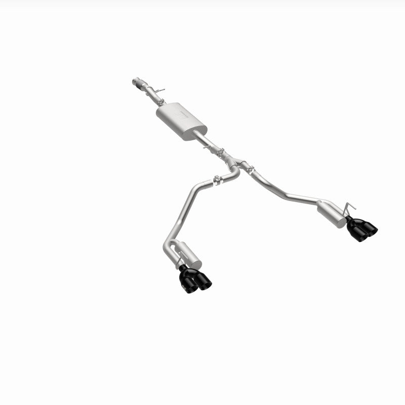 Magnaflow 2021 GMC Yukon V8 6.2L street series cat-back performance exhaust system installed on a vehicle with visible stainless steel pipes.
