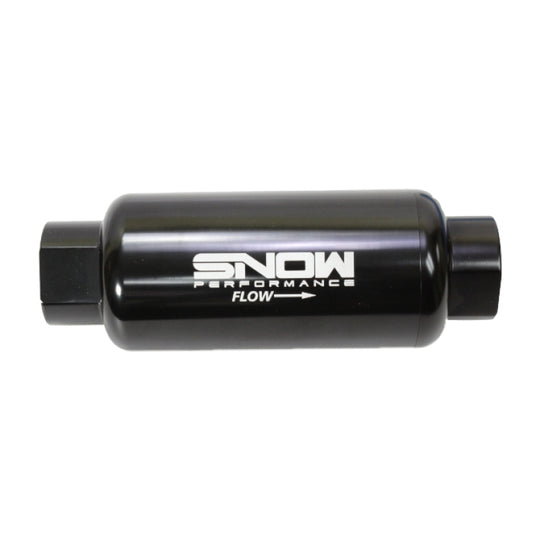 Snow Performance Snow 100 Micron Pre Filter with -10 ORB inlet/outlet for fuel filtration, shown in the image.