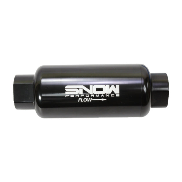 Snow Performance Snow 100 Micron Pre Filter with -10 ORB inlet/outlet for fuel filtration, shown in the image.