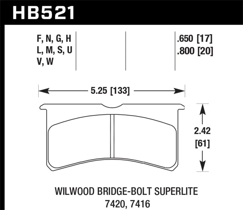 Hawk Performance Wilwood Superlite HT-10 racing brake pads with black ceramic friction material and metal backing plates.