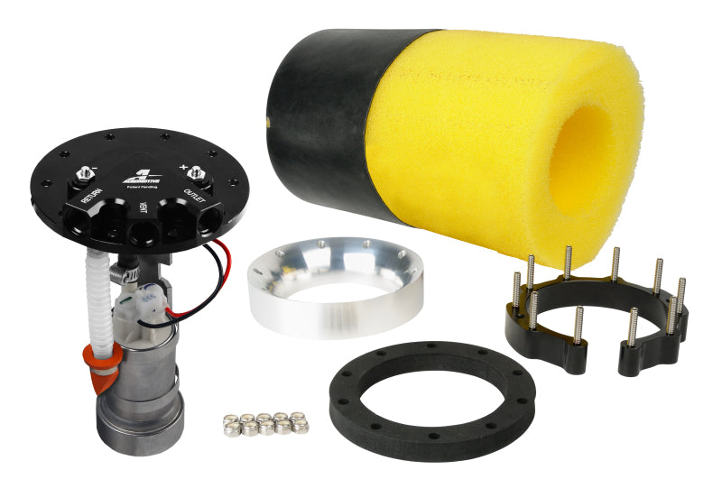 Aeromotive Phantom 450 universal fuel pump with 6-10 inch depth, designed for high-performance automotive fuel delivery.