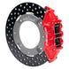 Wilwood 17-21 Can-Am X3RS red 6-piston rear brake kit with drilled rotors and 11.25-inch performance brake calipers.
