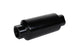 Aeromotive in-line fuel filter with 10AN fitting and 10-micron microglass element in bright-dip black finish, 2-inch diameter.