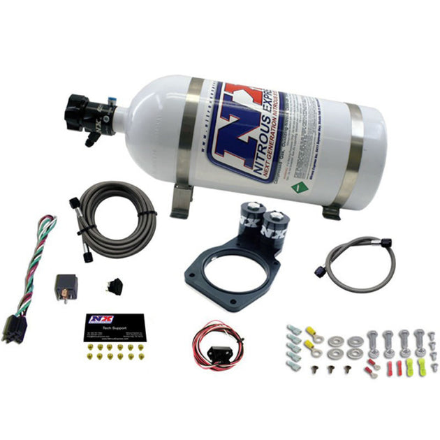 Nitrous Express Chevrolet Camaro nitrous plate kit with 10lb bottle, includes system components for 50-150 horsepower boost.