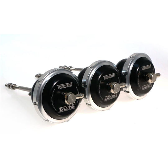Turbosmart universal IWG75 Borg Warner EFR B1 twin scroll wastegate with 140mm black rod and 14 PSI setting.