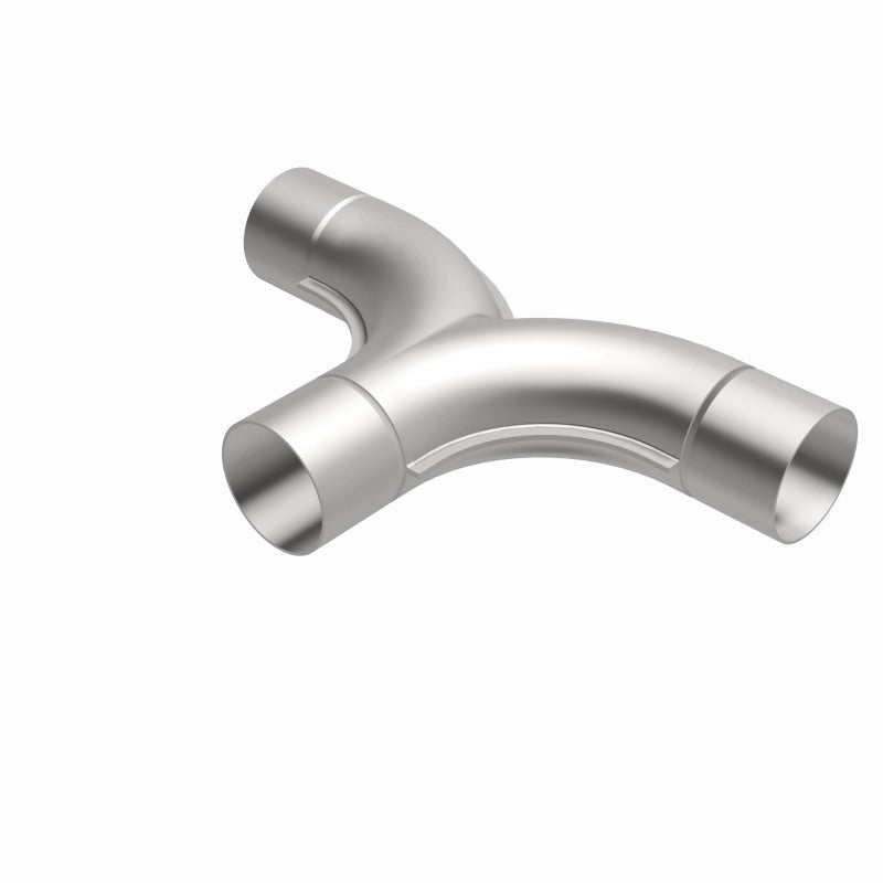 MagnaFlow 2.50-inch stainless steel 90/90 degree connecting pipe for exhaust systems, durable and precision-made.