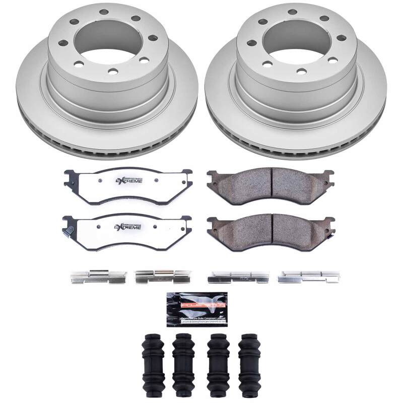 PowerStop Z36 coated rear brake kit for Dodge Ram 1500 2006-2008, featuring performance truck and tow brake components.