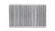 Vibrant vertical flow intercooler measuring 22 inches wide, 14 inches high, 4.5 inches thick with colorful fins and metal end tanks.