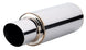 Vibrant TPV Turbo Round Muffler with 4-inch angled tip, 17-inch length, 3-inch inlet diameter, designed for performance vehicles.
