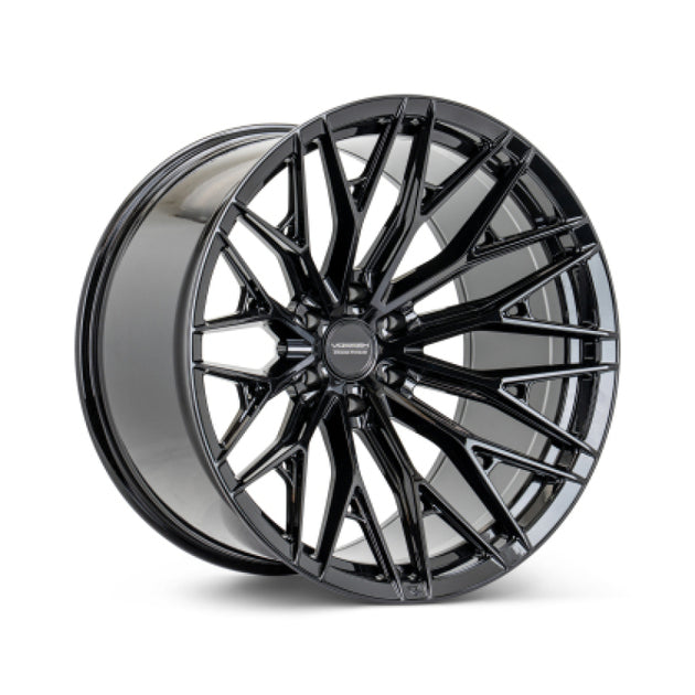 Vossen HFX-6 forged wheel in gloss black, 22x12 inches, 8x180 bolt pattern, ultra deep face with ET-44 offset.