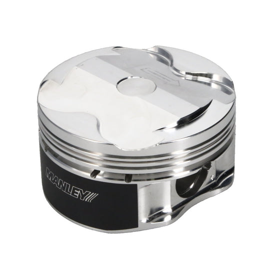 Manley Performance forged platinum piston set for Ford Coyote 5.0L V8 engine, featuring 3.662-inch bore and 11:1 compression ratio