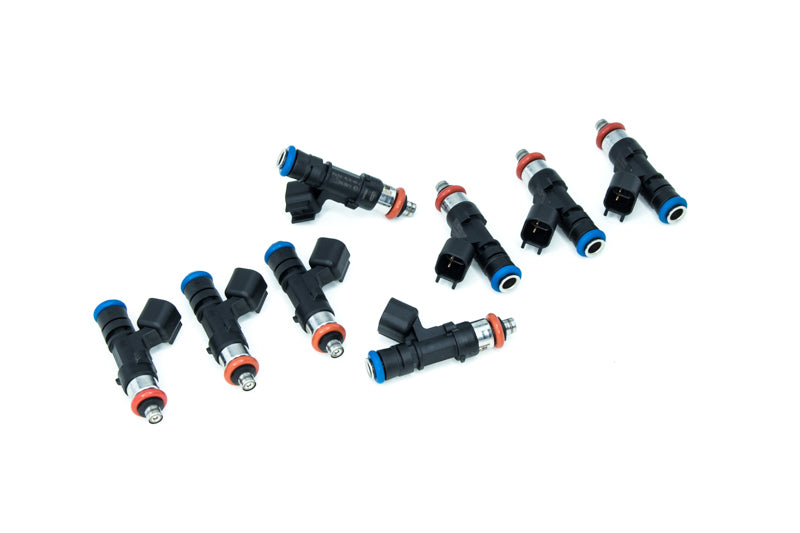 DeatschWerks LS2 6.0L V8 Cadillac CTS-V fuel injector set with 8 high-performance injectors for 8-cylinder engines.