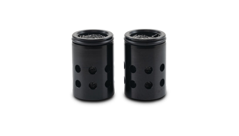 Vibrant oil catch can filter barrel assembly with vibrant branding, designed for vehicle emissions control and engine protection.